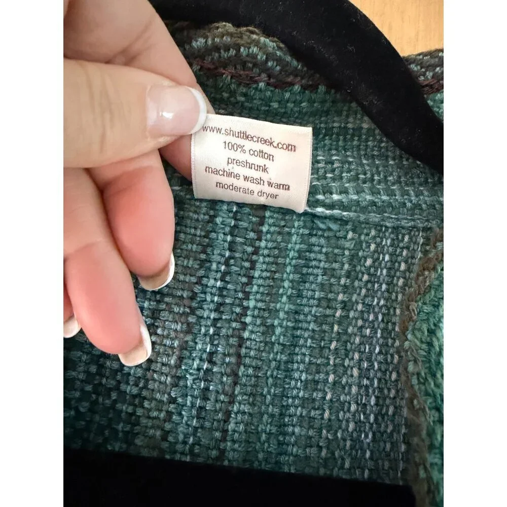 Shuttle Creek Mens Handmade Woven Vest Size 2XL Green Lowell Oregon Vintage
